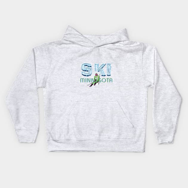 Ski Minnesota Kids Hoodie by teepossible